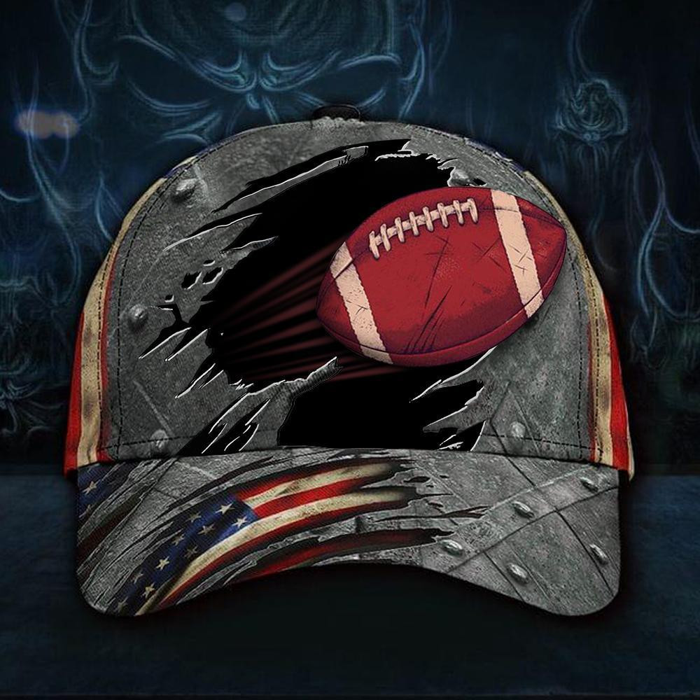 Adeenyc Rugby Ball 3D Hat Print USA Flag Cap Vintage Rugby Player Lover Gift For Fan Classic Cap Trucker Hats Custom Hats Gifts For Men & Women