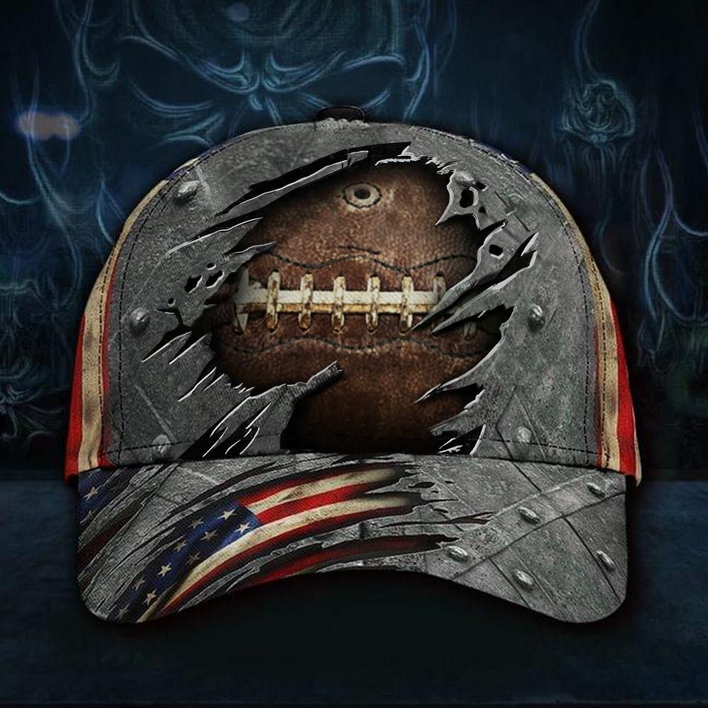 Adeenyc Rugby Ball Hat 3D Vintage Old Retro American Flag Cap For Men Rugby Ball Sport Lovers Trucker Hats Custom Hats Gifts For Men & Women