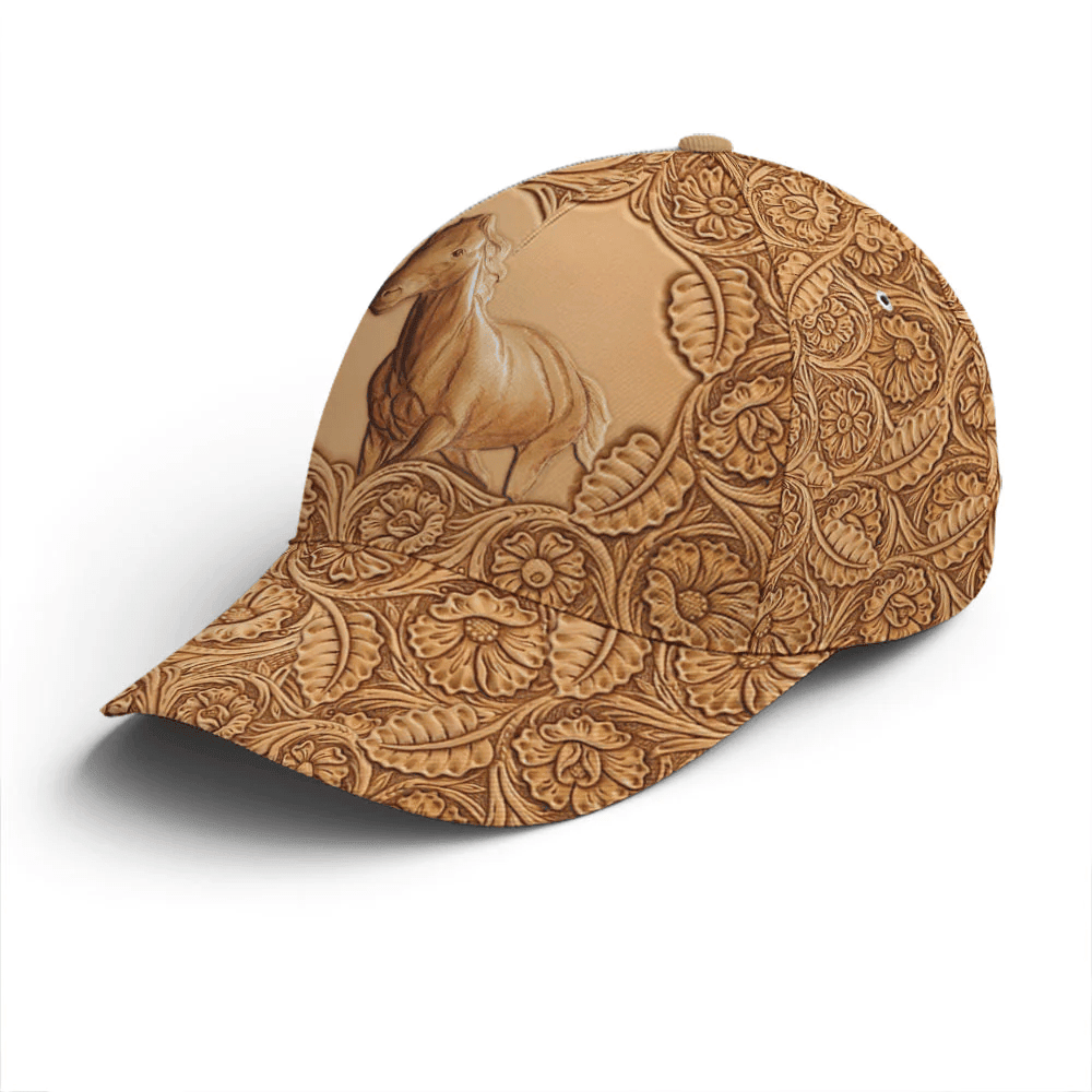 Adeenyc Running Horse Wood Style Baseball Cap All Over Print Trucker Hats Custom Hats Gifts For Men & Women