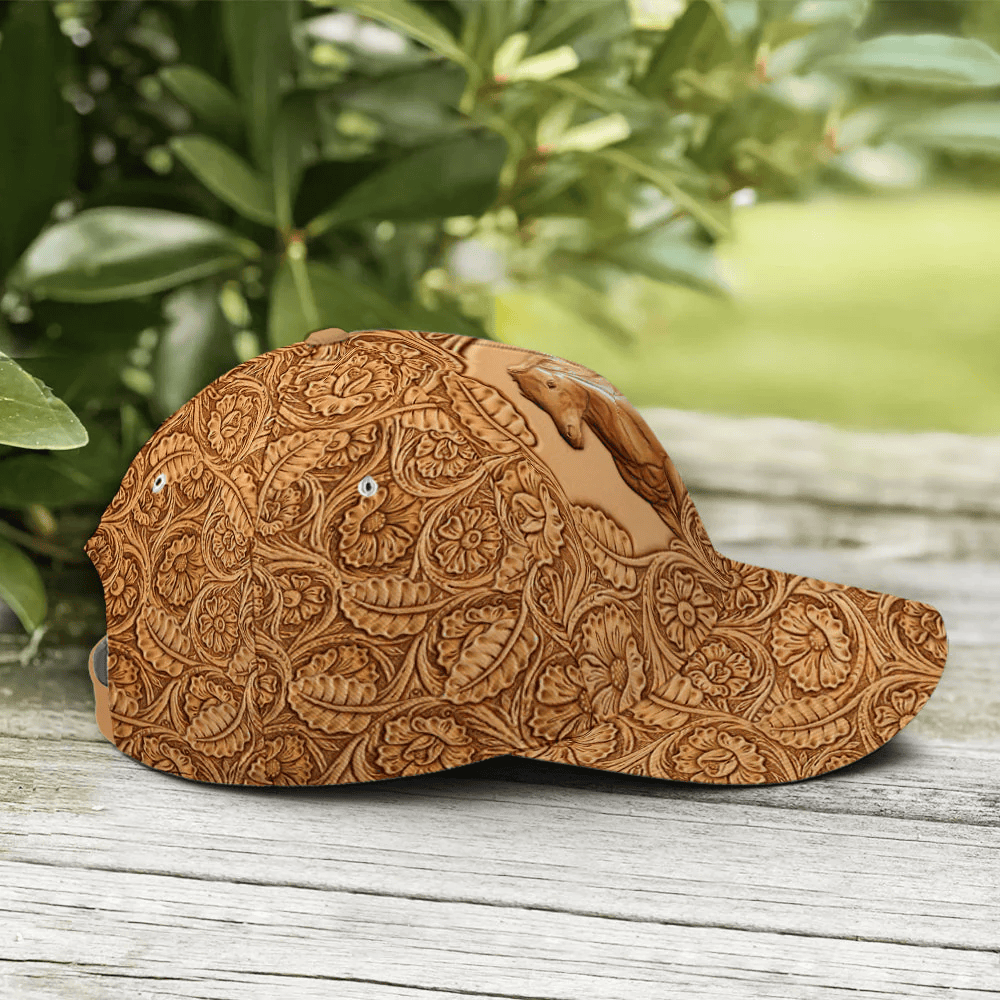 Adeenyc Running Horse Wood Style Baseball Cap All Over Print Trucker Hats Custom Hats Gifts For Men & Women