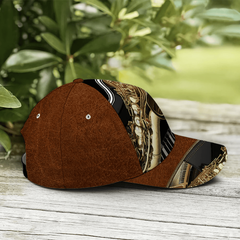 Adeenyc Saxophone Classic Leather Baseball Cap All Over Print Trucker Hats Custom Hats Gifts For Men & Women