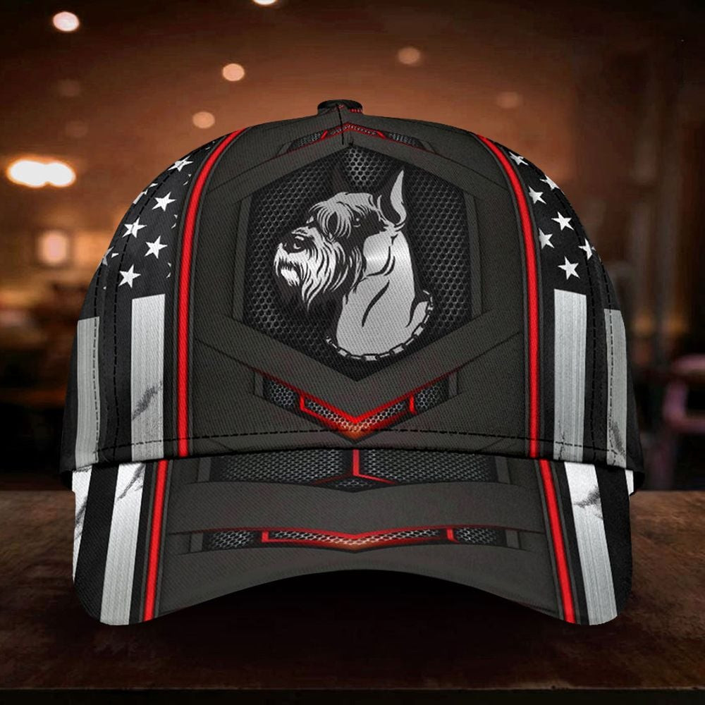 Adeenyc Schnauzer Inside American Flag Classic Cap Strapback Dad Hat Dog Dad Day Gift Ideas Trucker Hats Custom Hats Gifts For Men & Women