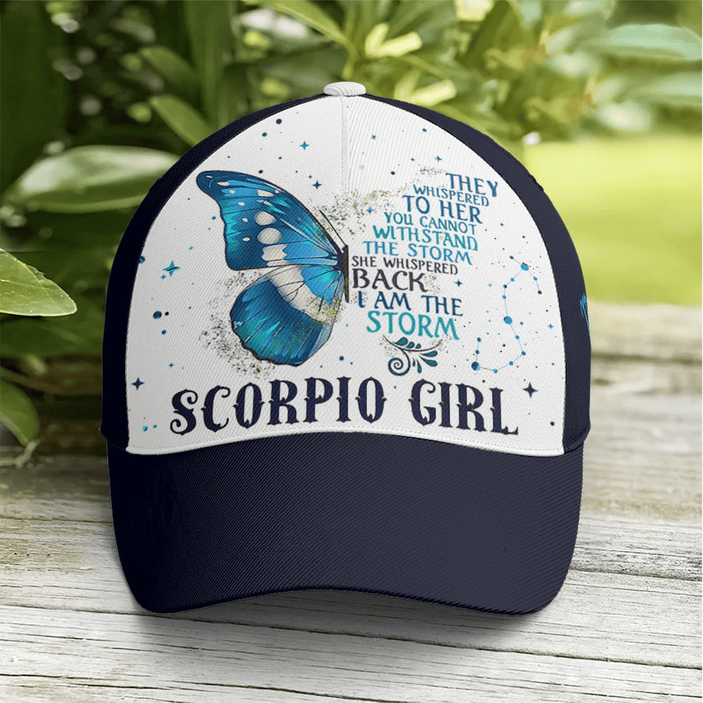 Adeenyc Scorpio Girl I Am The Storm Butterfly Baseball Cap Trucker Hats Custom Hats Gifts For Men & Women