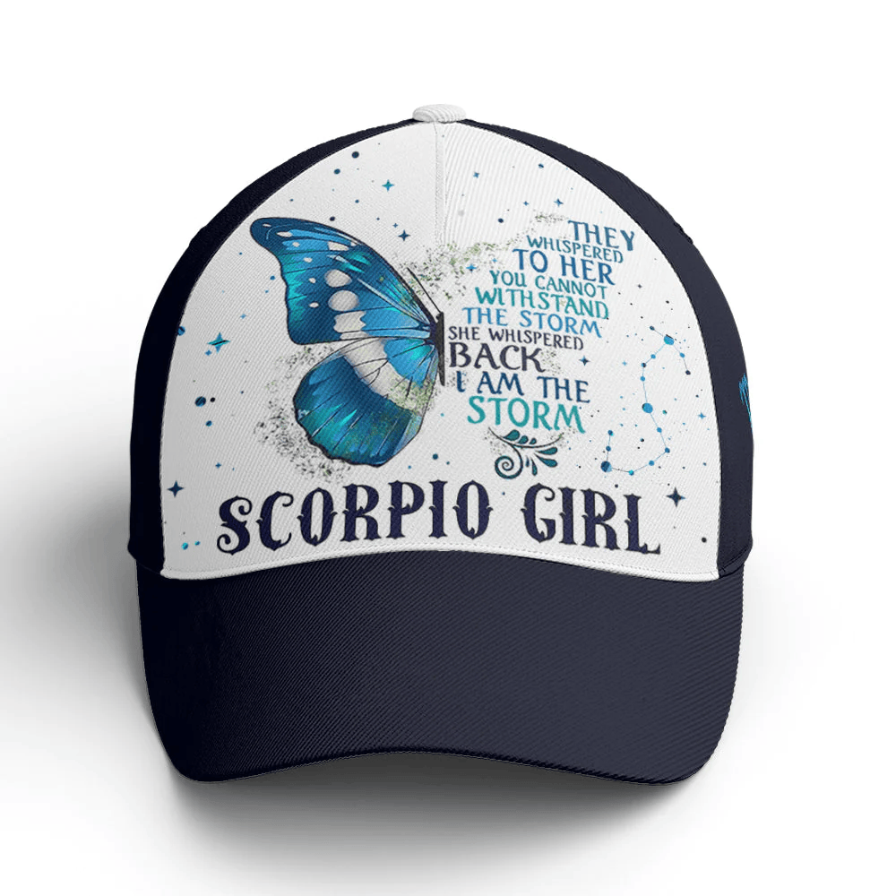 Adeenyc Scorpio Girl I Am The Storm Butterfly Baseball Cap Trucker Hats Custom Hats Gifts For Men & Women