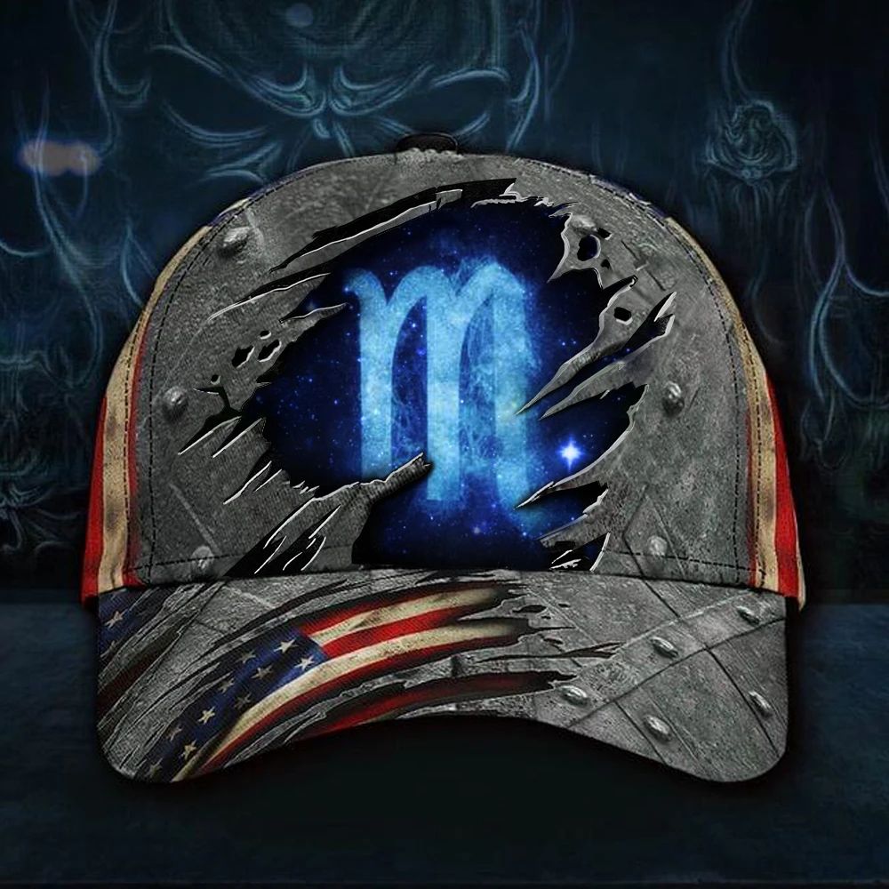 Adeenyc Scorpion Hat 3D Print Vintage American Flag Cap Gift For Scorpios Men Women Trucker Hats Custom Hats Gifts For Men & Women
