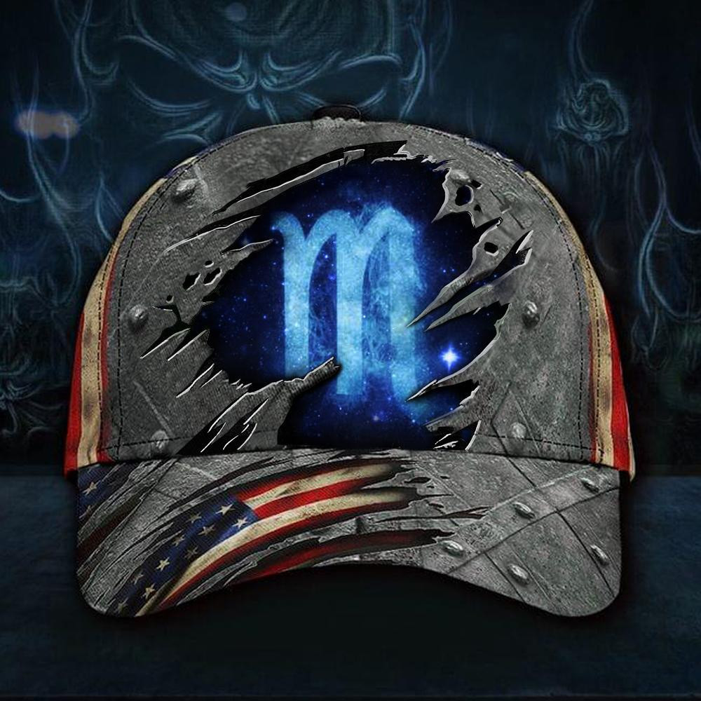 Adeenyc Scorpion Hat 3D Print Vintage American Flag Cap Gift For Scorpios Men Women Classic Cap Trucker Hats Custom Hats Gifts For Men & Women