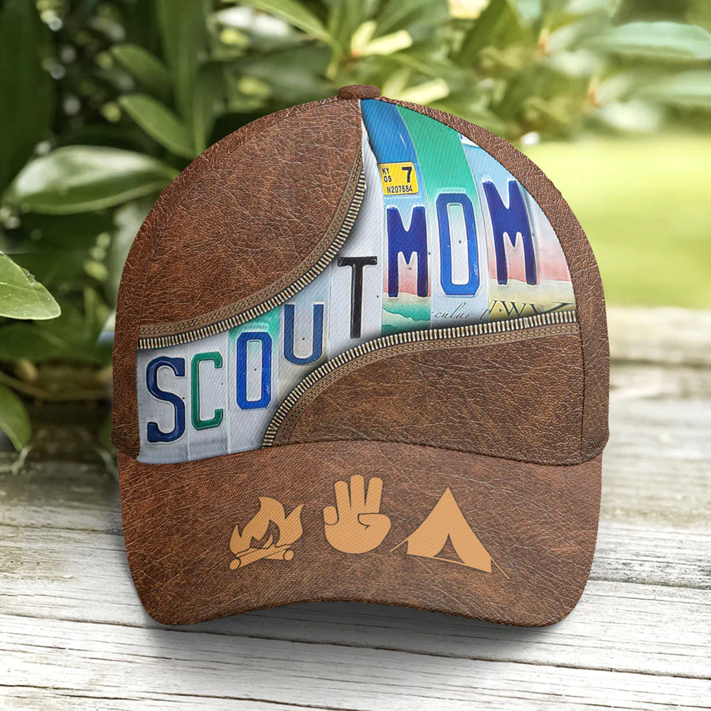 Adeenyc Scout Mom Leather Style Baseball Cap All Over Print Trucker Hats Custom Hats Gifts For Men & Women