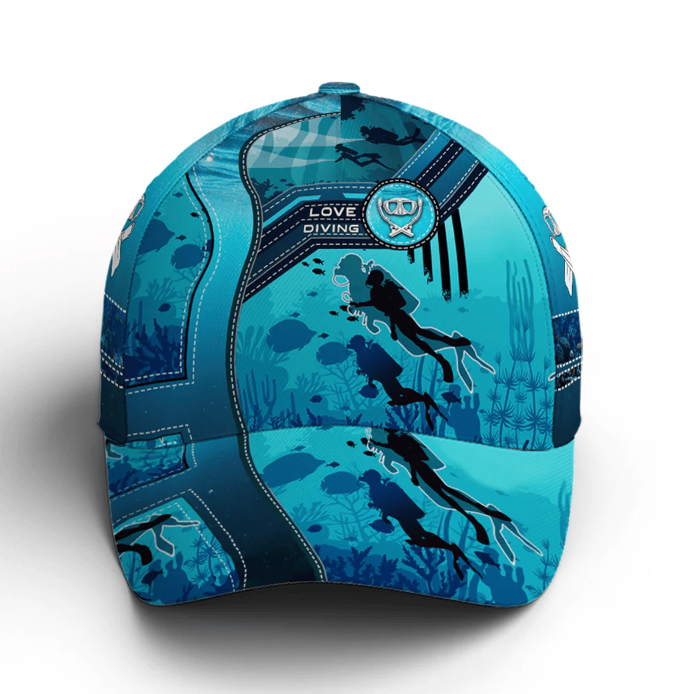Adeenyc Scuba Diving Ocean Blue Baseball Cap All Over Print Trucker Hats Custom Hats Gifts For Men & Women