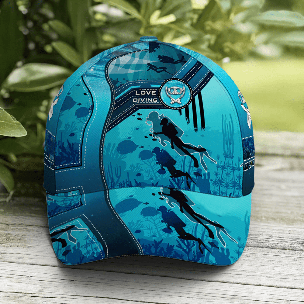 Adeenyc Scuba Diving Ocean Blue Baseball Cap All Over Print Trucker Hats Custom Hats Gifts For Men & Women