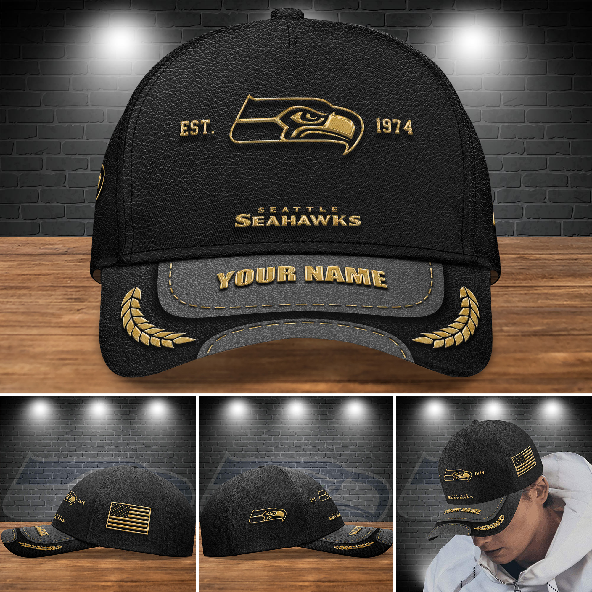 Adeenyc Seattle Seahawks NFL Personalized Hats Baseball Caps Classic Caps for men, women