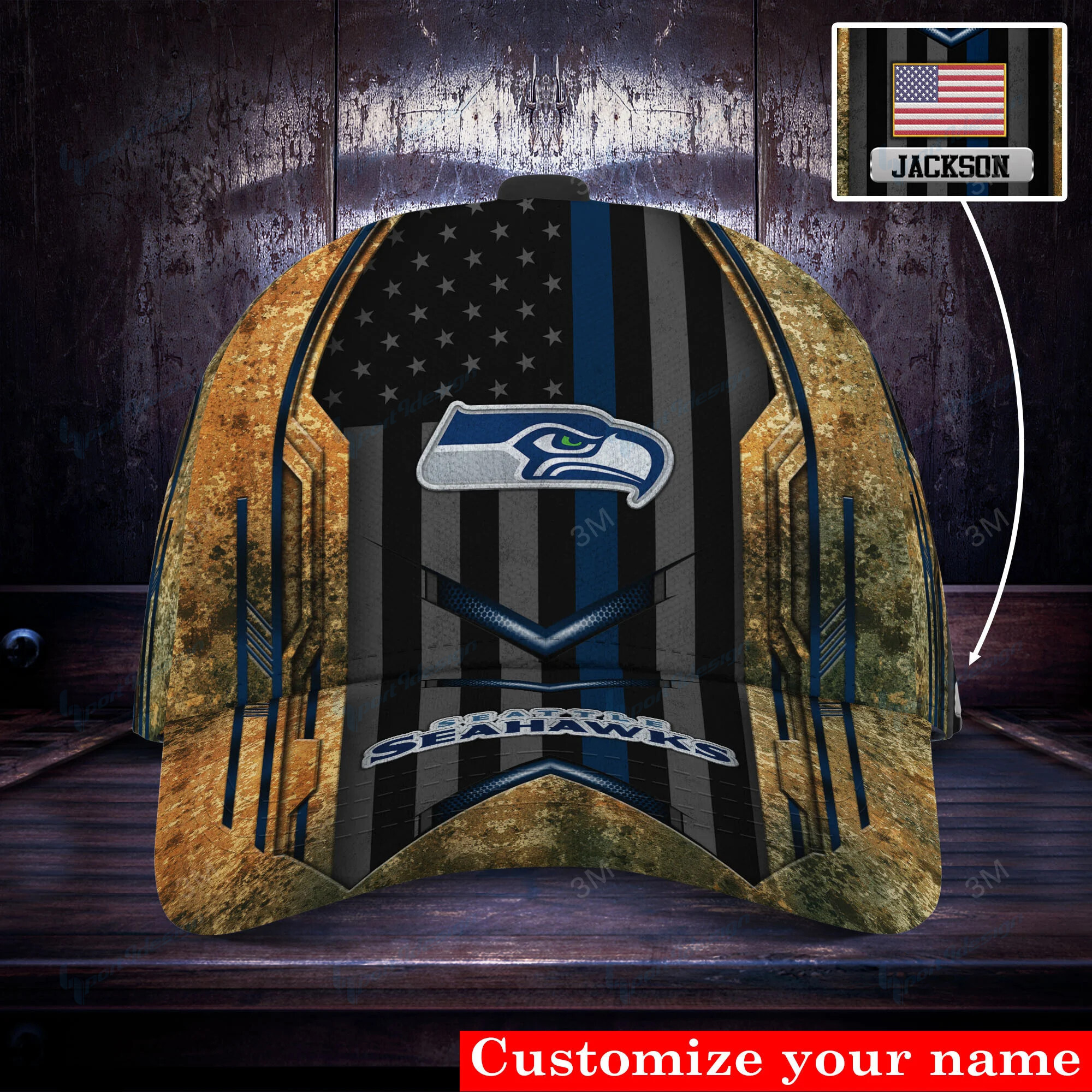 Adeenyc Seattle Seahawks NFL Personalized Hats Baseball Caps Classic Caps for men, women