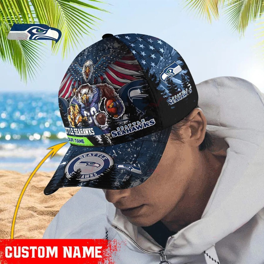 Adeenyc Seattle Seahawks NFL Personalized Hats Baseball Caps Classic Caps for men, women