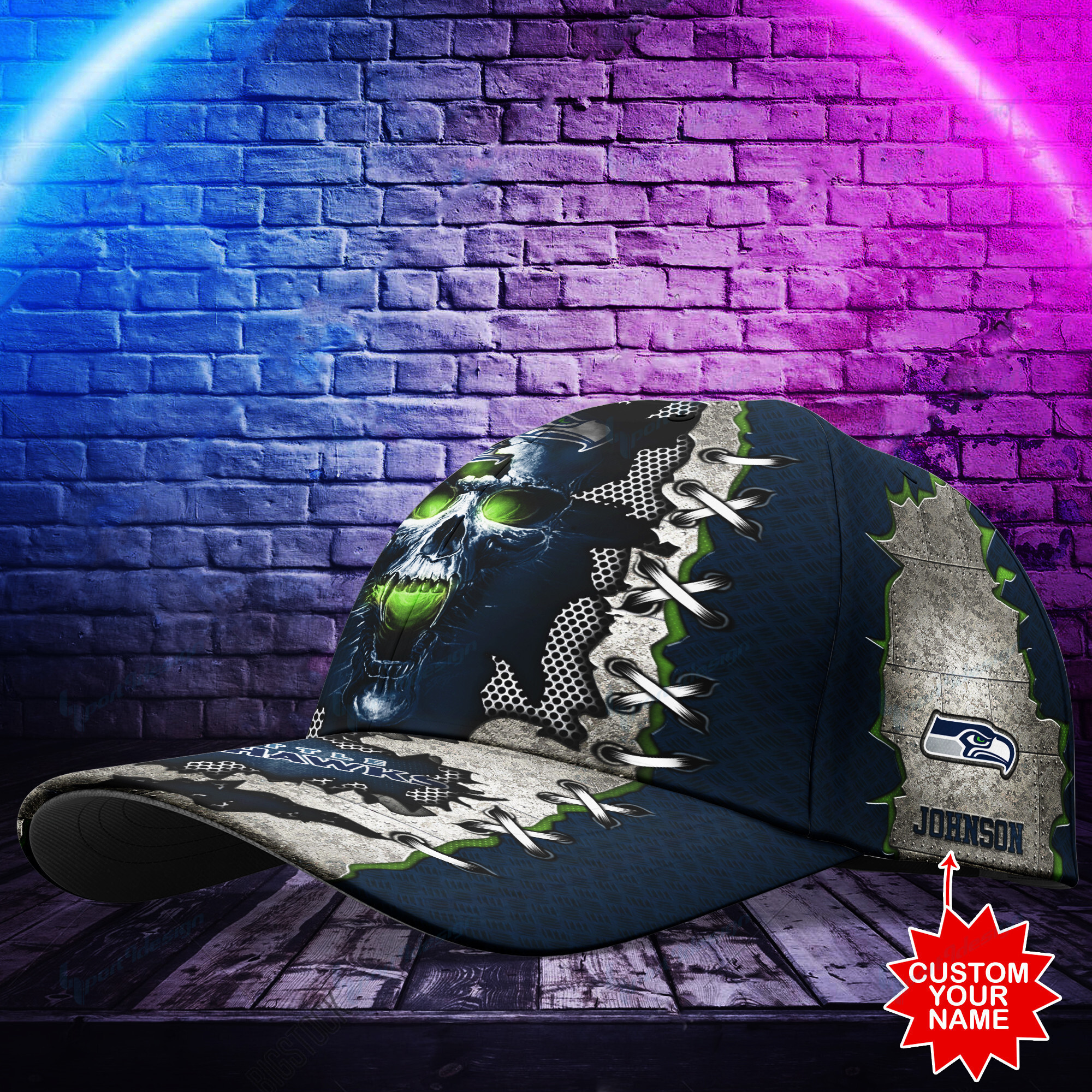 Adeenyc Seattle Seahawks NFL Personalized Hats Baseball Caps Classic Caps for men, women