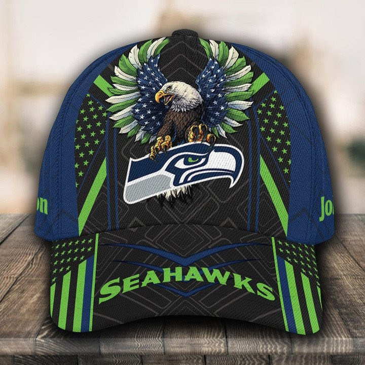 Adeenyc Seattle Seahawks NFL Personalized Hats Baseball Caps Classic Caps for men, women