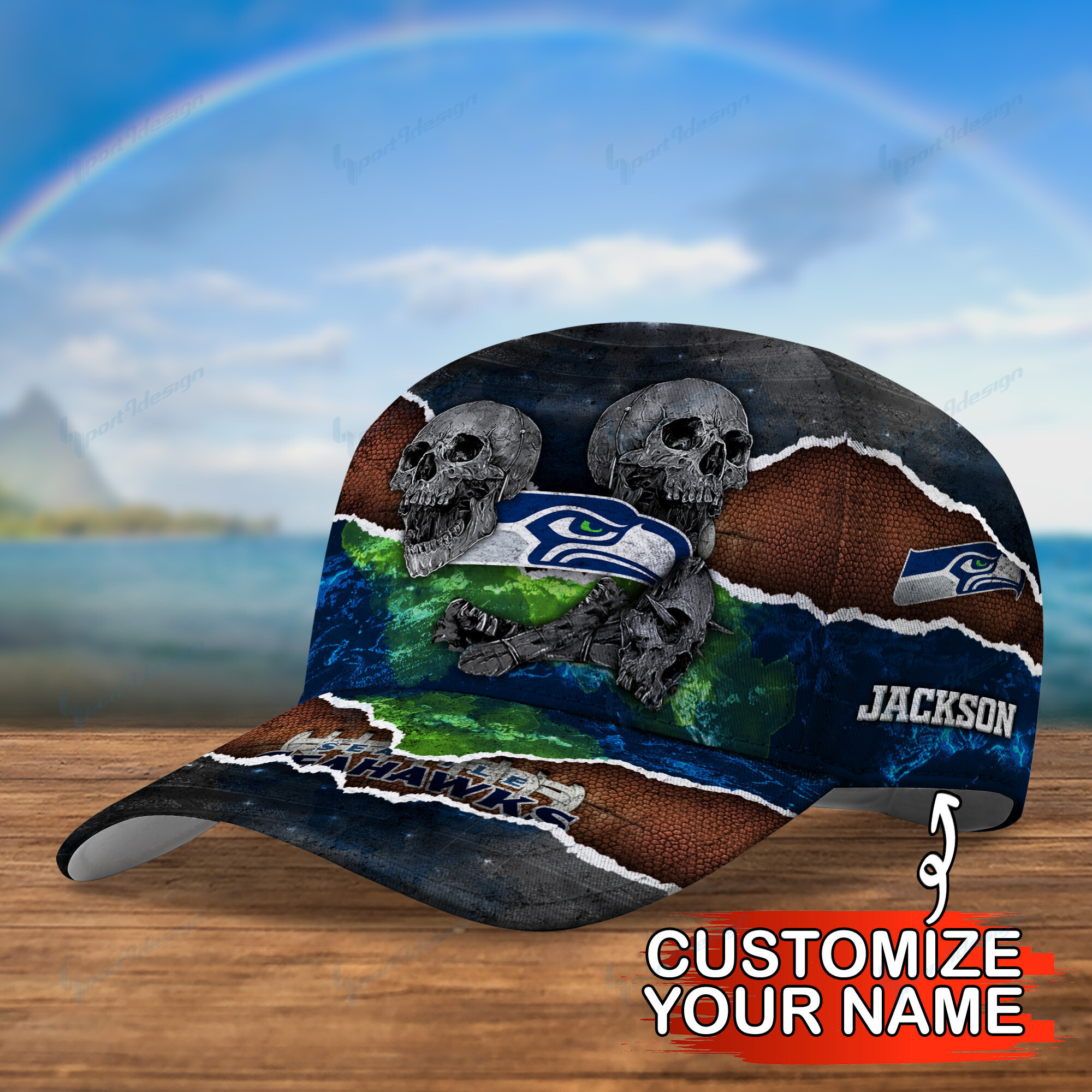 Adeenyc Seattle Seahawks NFL Personalized Hats Baseball Caps Classic Caps for men, women