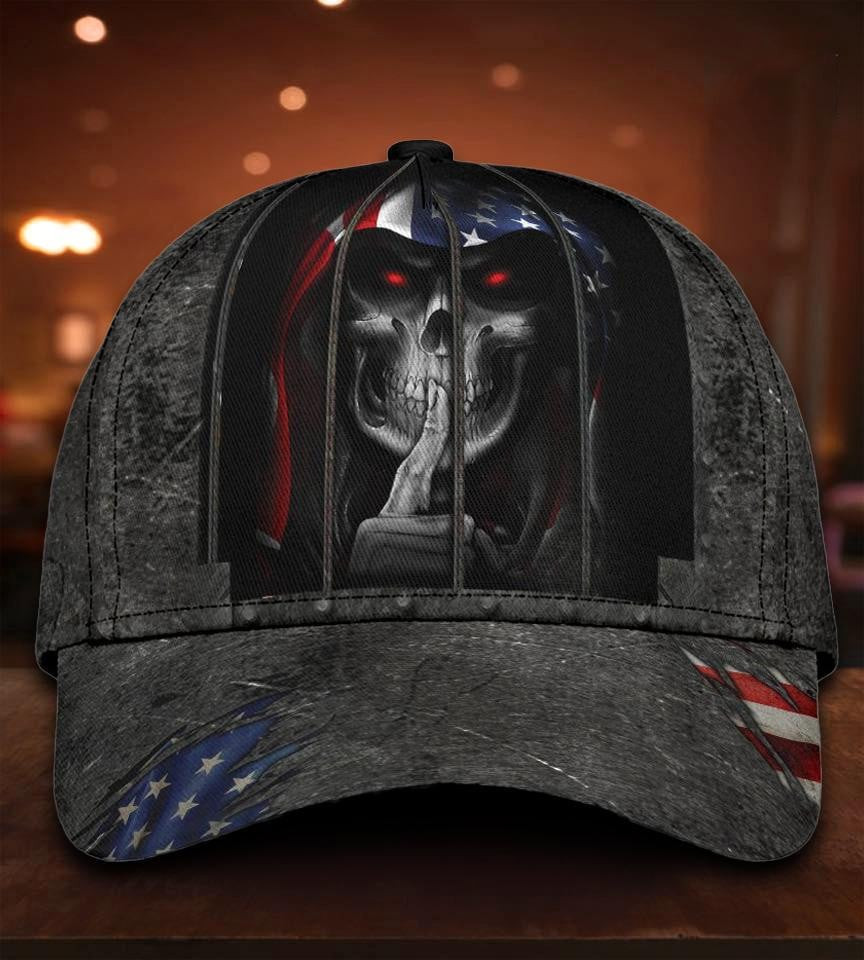 Adeenyc Shhh Silent Skull Classic Cap Trucker Hats Custom Hats Gifts For Men & Women