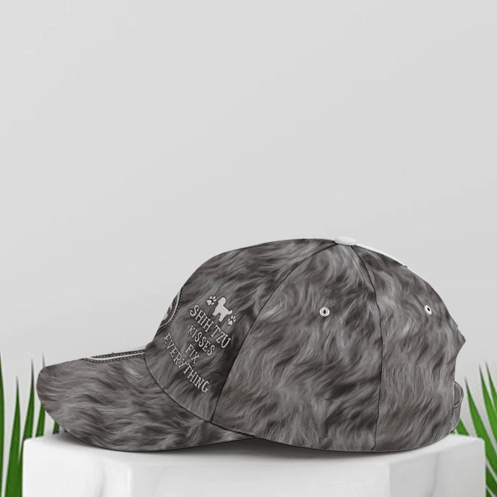 Adeenyc Shih Tzu Kisses Fix Everything Baseball Cap Trucker Hats Custom Hats Gifts For Men & Women