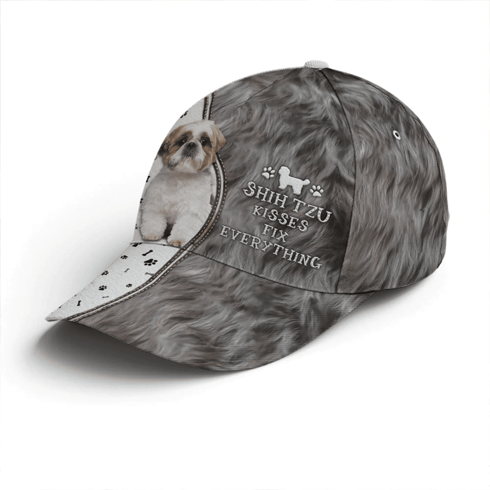 Adeenyc Shih Tzu Kisses Fix Everything Baseball Cap Trucker Hats Custom Hats Gifts For Men & Women