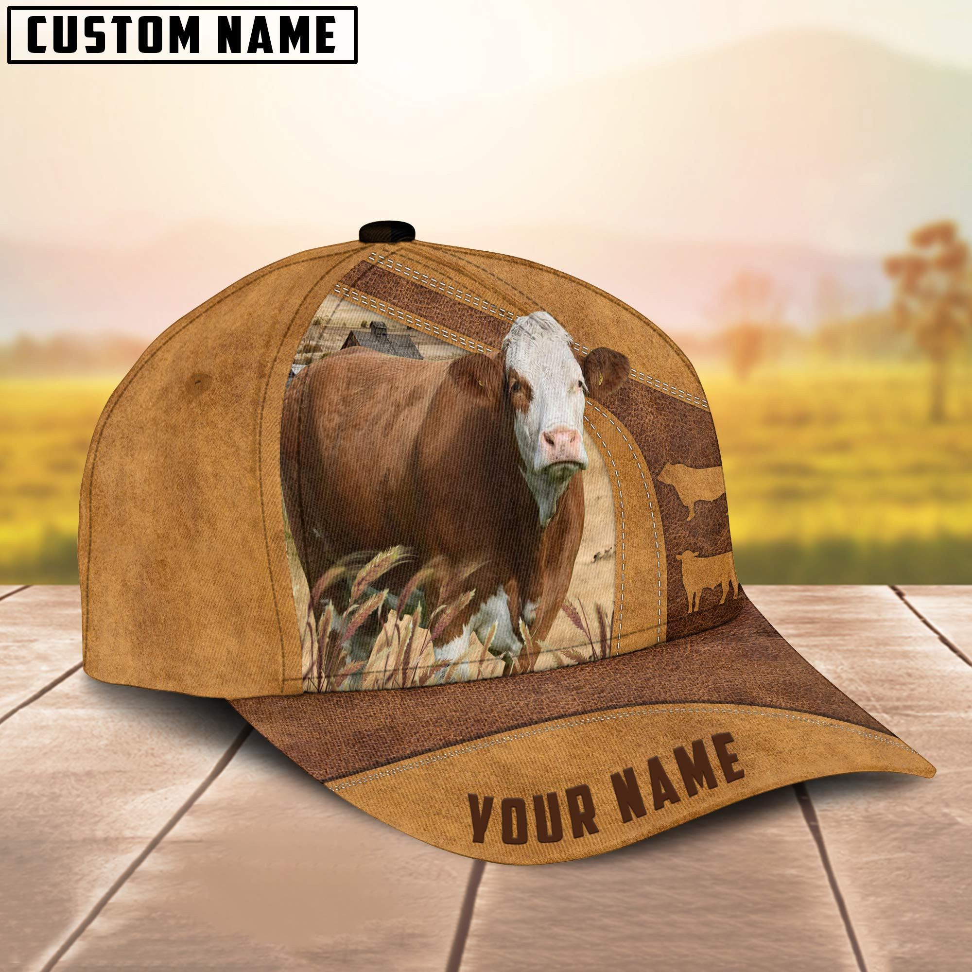 Adeenyc Simmental Custom Name Cap, Cattle Hat, Farm Baseball Hat, Cap Hat For Farmer Farm Lover Trucker Hats Custom Hats Gifts For Men & Women