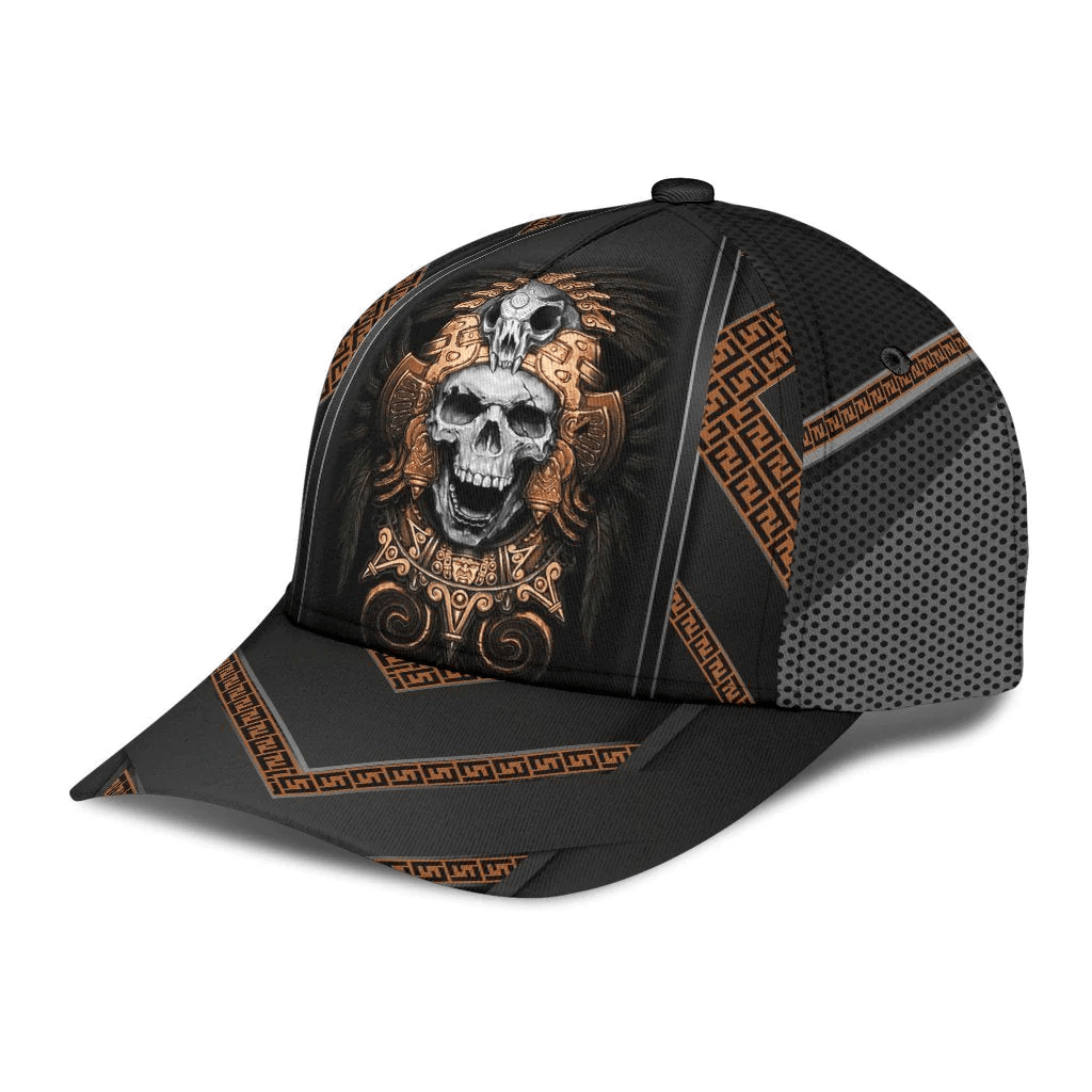 Adeenyc Skull Ancient Greek Pattern Classic Cap Baseball Cap Hat With Skulls Trucker Hats Custom Hats Gifts For Men & Women