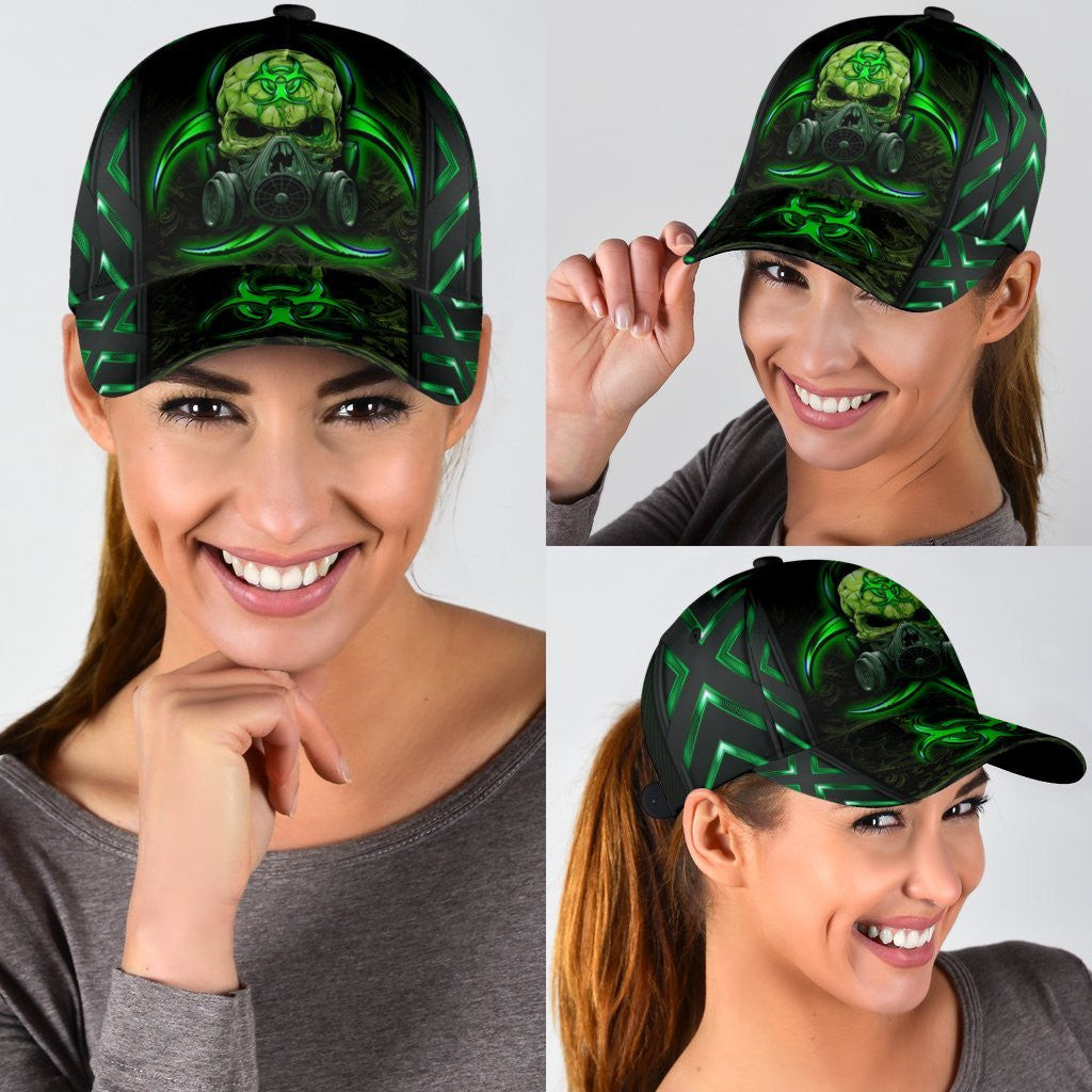 Adeenyc Skull Biohazard Mask Green Classic Cap Trucker Hats Custom Hats Gifts For Men & Women