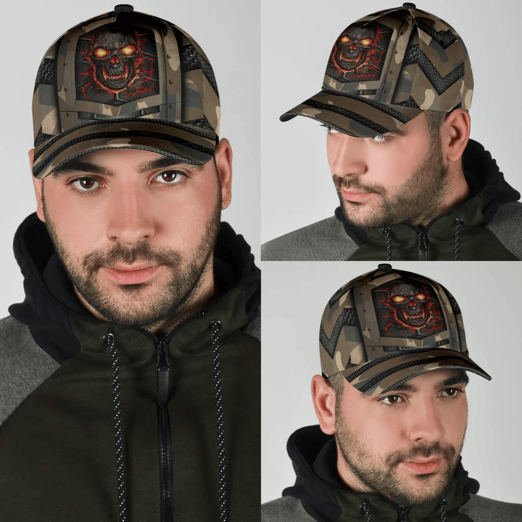 Adeenyc Skull Cap Camo Pattern For Him, Men Skull Cap, Baseball Cap Hat With Skull Trucker Hats Custom Hats Gifts For Men & Women