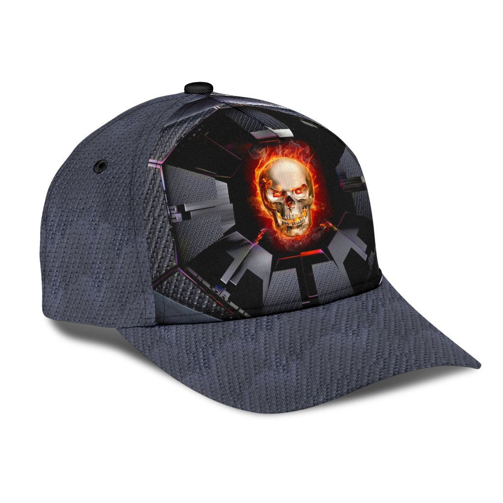 Adeenyc Skull Fire Hexagonal Classic Cap Trucker Hats Custom Hats Gifts For Men & Women