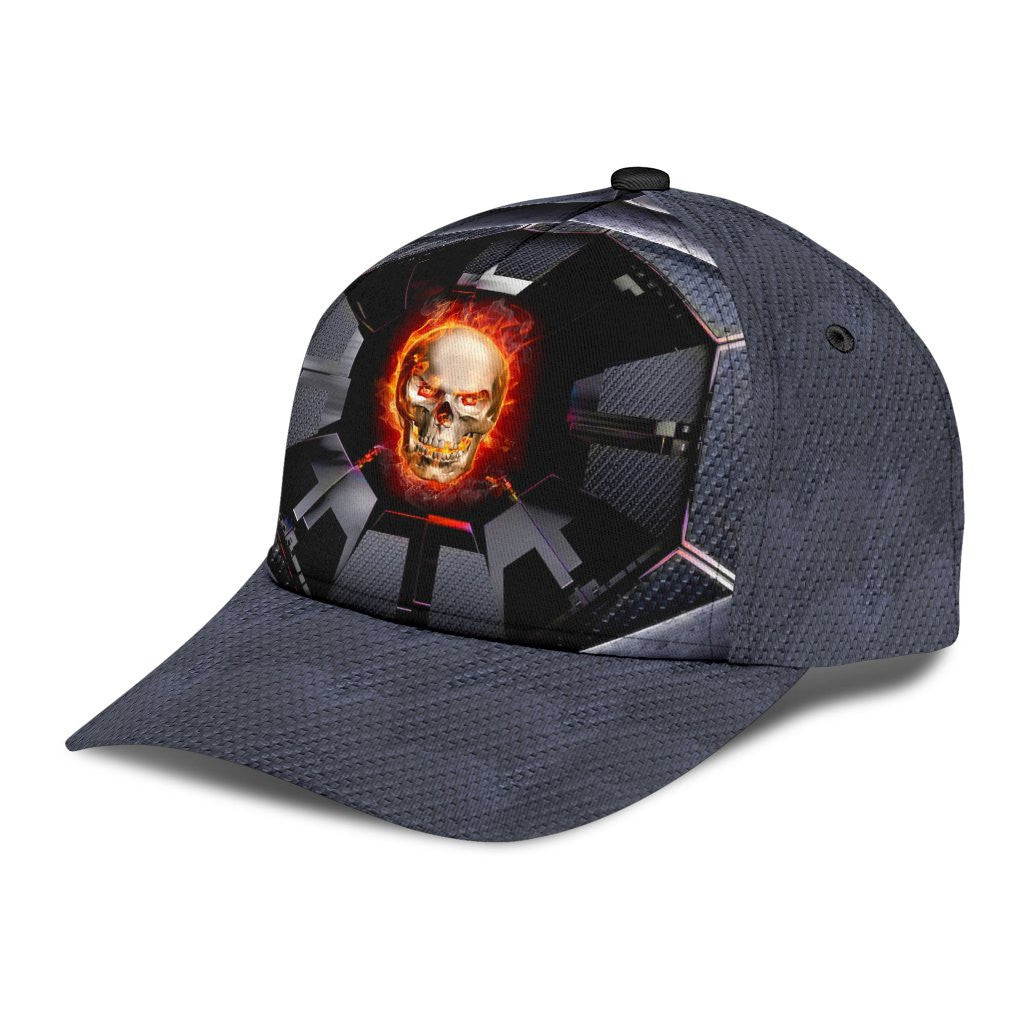 Adeenyc Skull Fire Hexagonal Classic Cap Trucker Hats Custom Hats Gifts For Men & Women