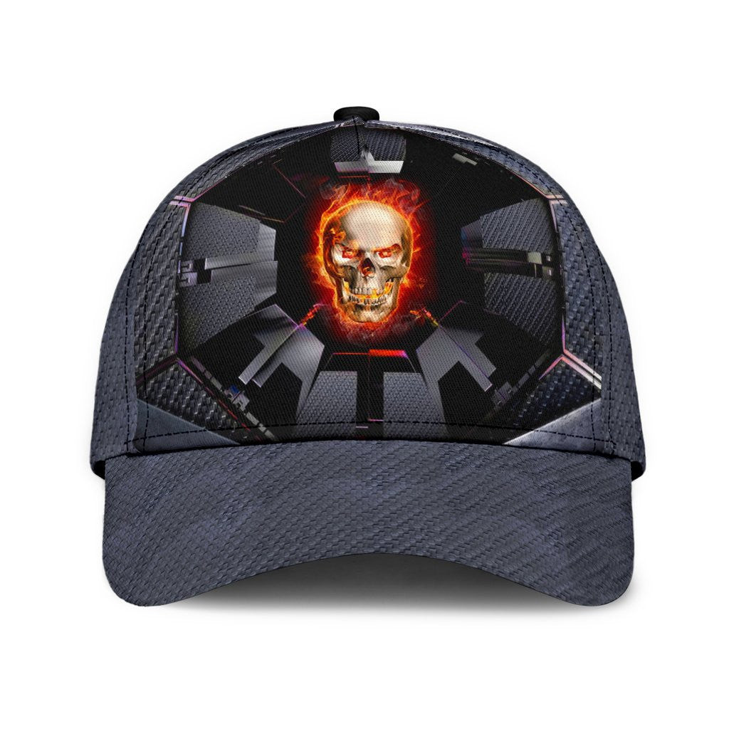 Adeenyc Skull Fire Hexagonal Classic Cap Trucker Hats Custom Hats Gifts For Men & Women