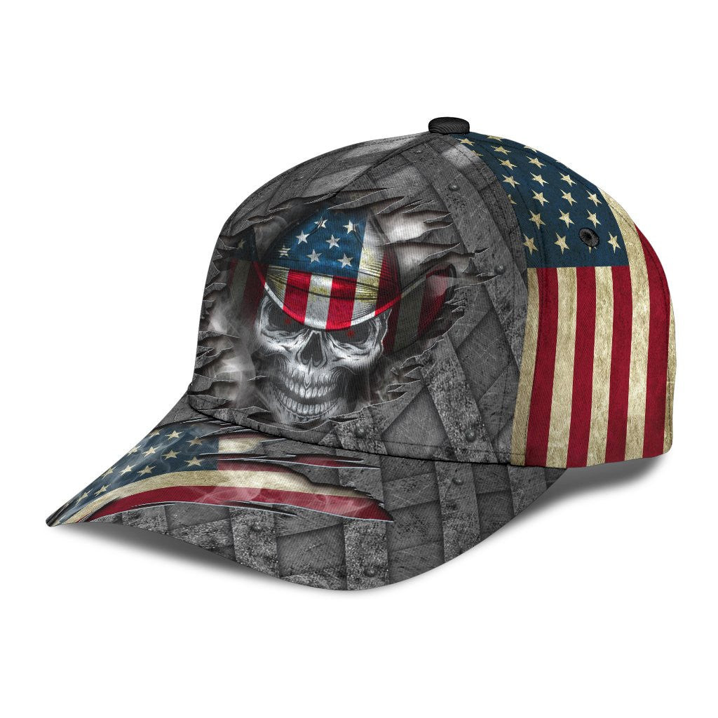 Adeenyc Skull Gifts Cowboy Skull US Flag Classic Cap Trucker Hats Custom Hats Gifts For Men & Women