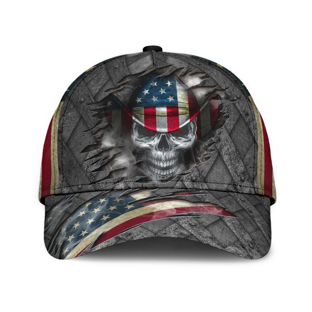 Adeenyc Skull Gifts Cowboy Skull US Flag Classic Cap Trucker Hats Custom Hats Gifts For Men & Women