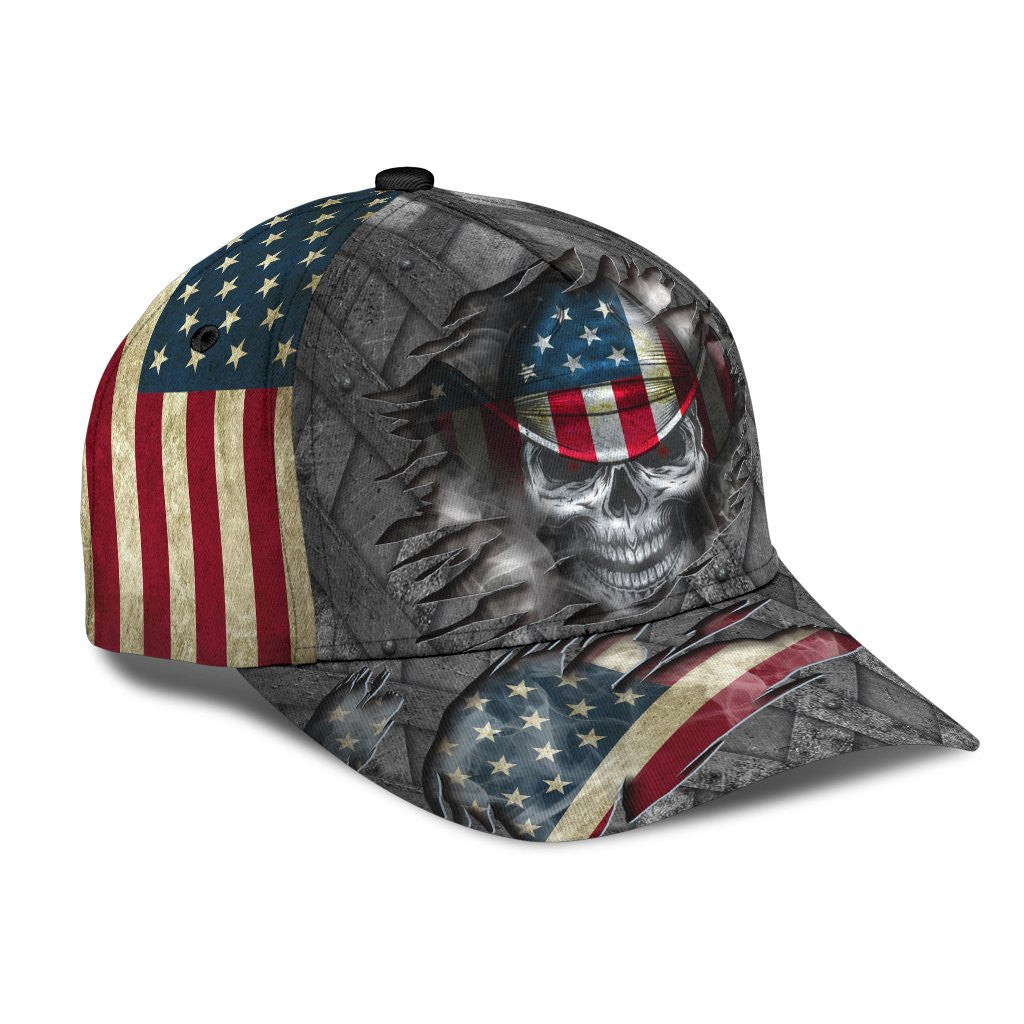 Adeenyc Skull Gifts Cowboy Skull US Flag Classic Cap Trucker Hats Custom Hats Gifts For Men & Women