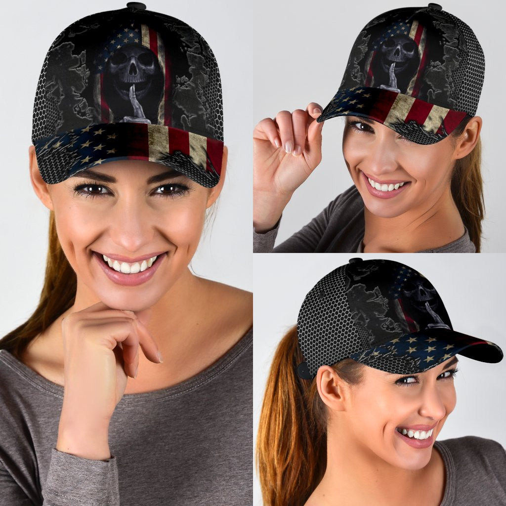 Adeenyc Skull Gifts Crack Skull US Classic Cap Trucker Hats Custom Hats Gifts For Men & Women