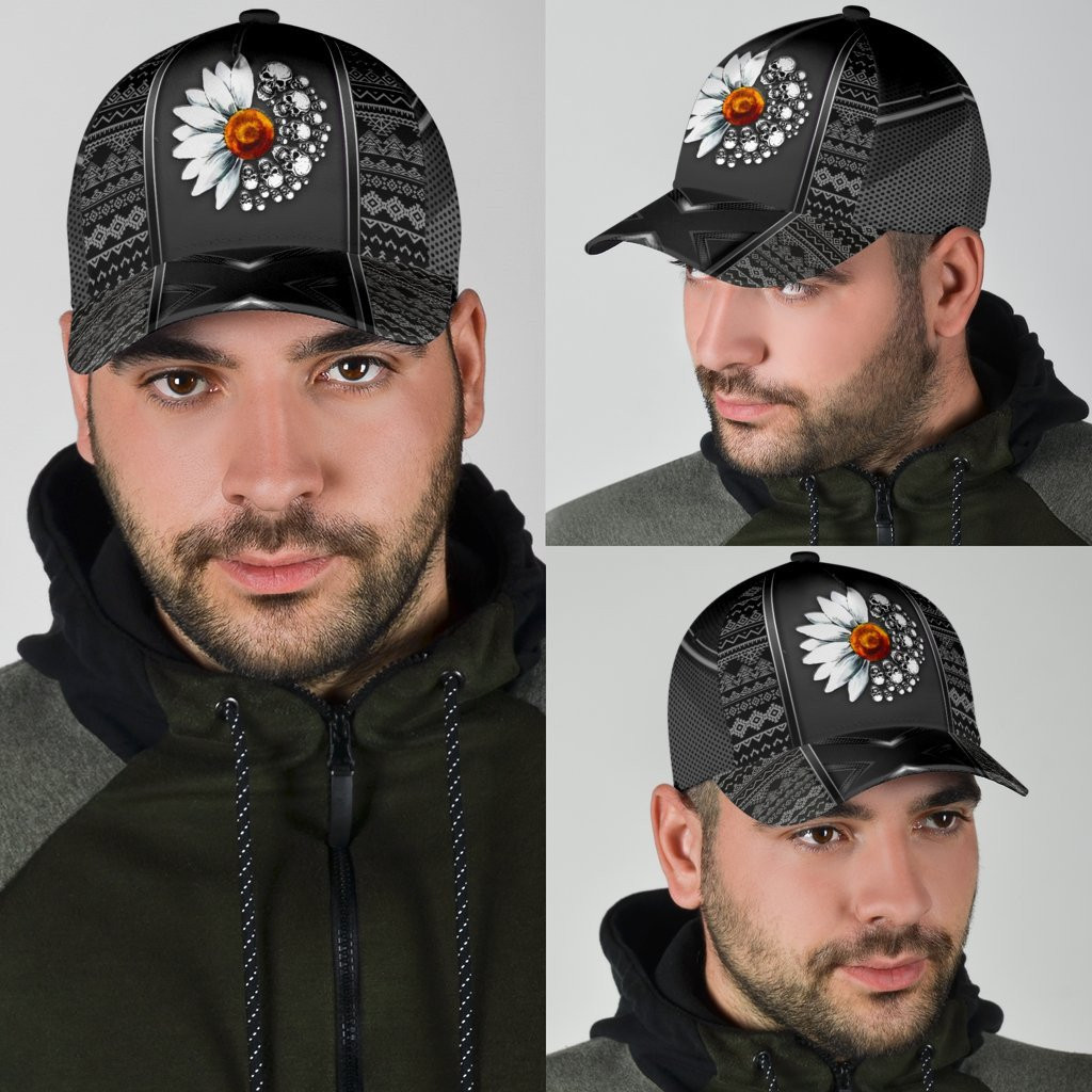 Adeenyc Skull Gifts Daisy Skull Classic Cap Trucker Hats Custom Hats Gifts For Men & Women