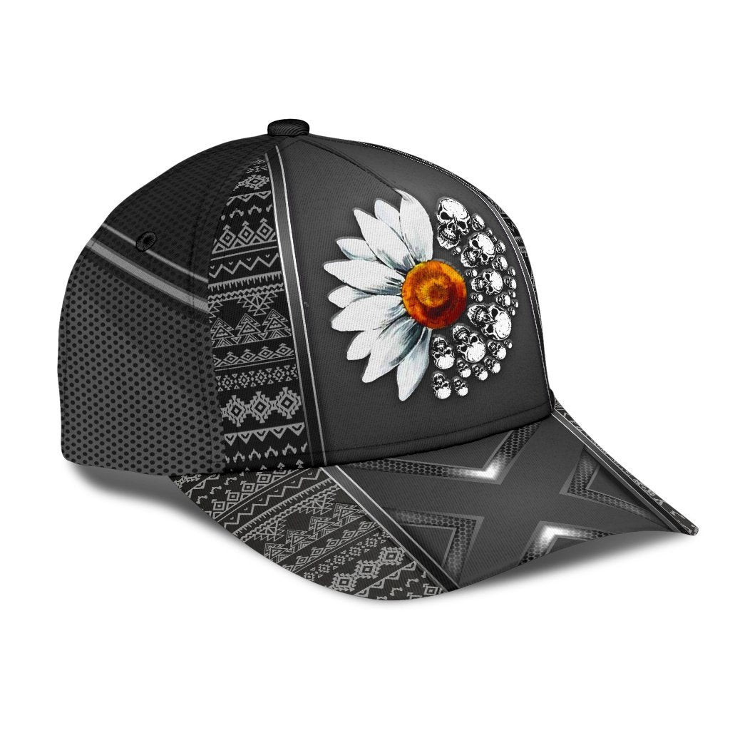 Adeenyc Skull Gifts Daisy Skull Classic Cap Trucker Hats Custom Hats Gifts For Men & Women
