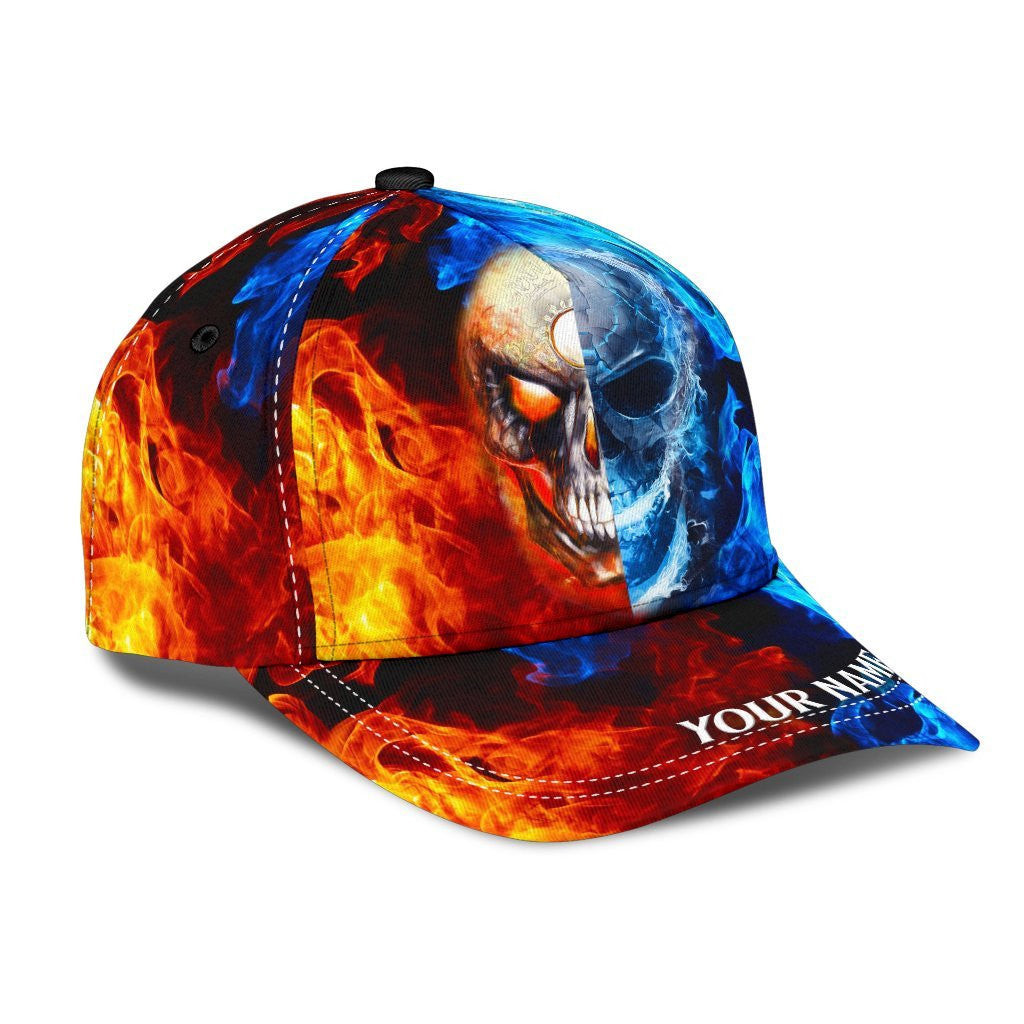 Adeenyc Skull Gifts Red & Blue Skull Classic Cap Personalized Name Trucker Hats Custom Hats Gifts For Men & Women