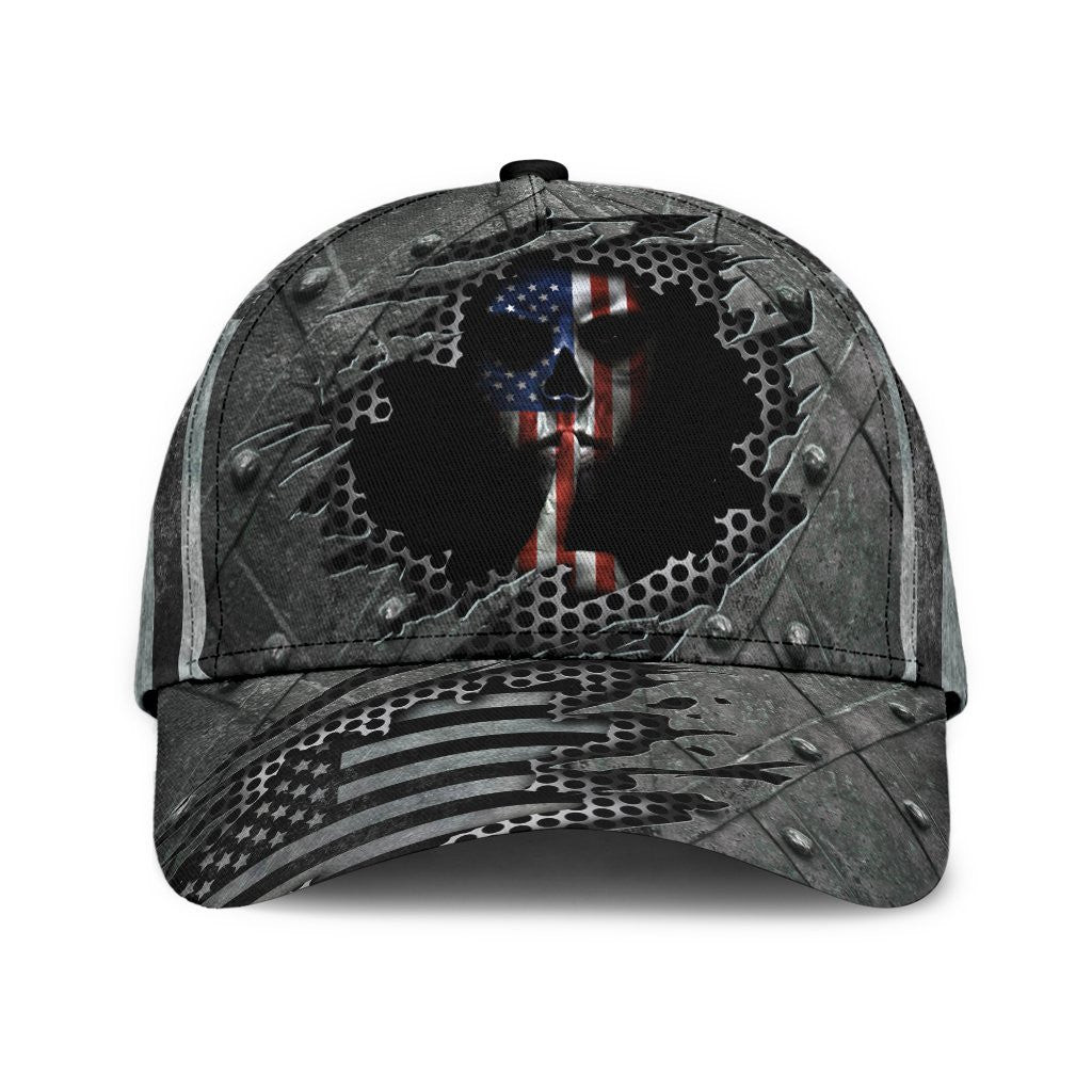 Adeenyc Skull Gifts Silver American Skull Classic Cap Trucker Hats Custom Hats Gifts For Men & Women