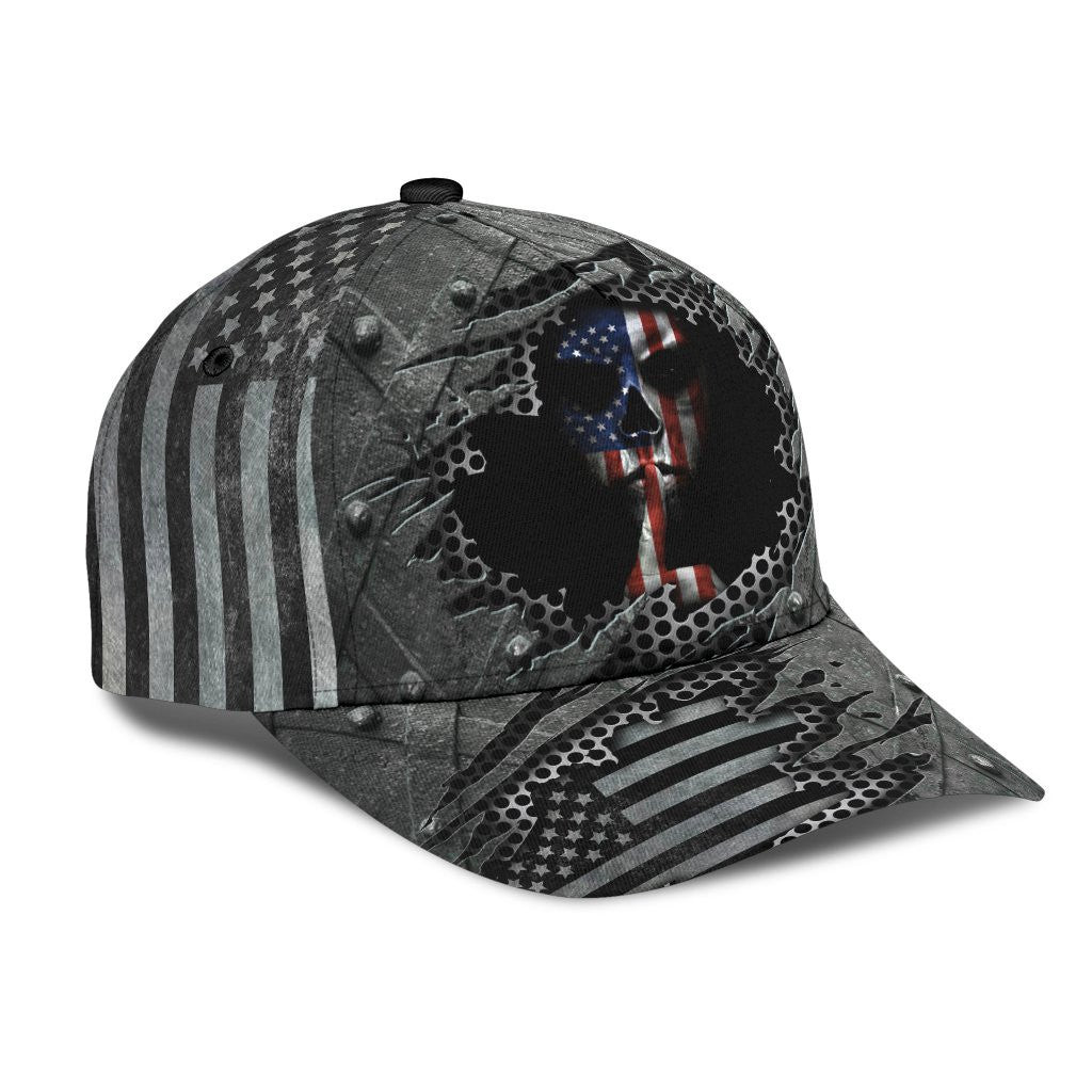 Adeenyc Skull Gifts Silver American Skull Classic Cap Trucker Hats Custom Hats Gifts For Men & Women