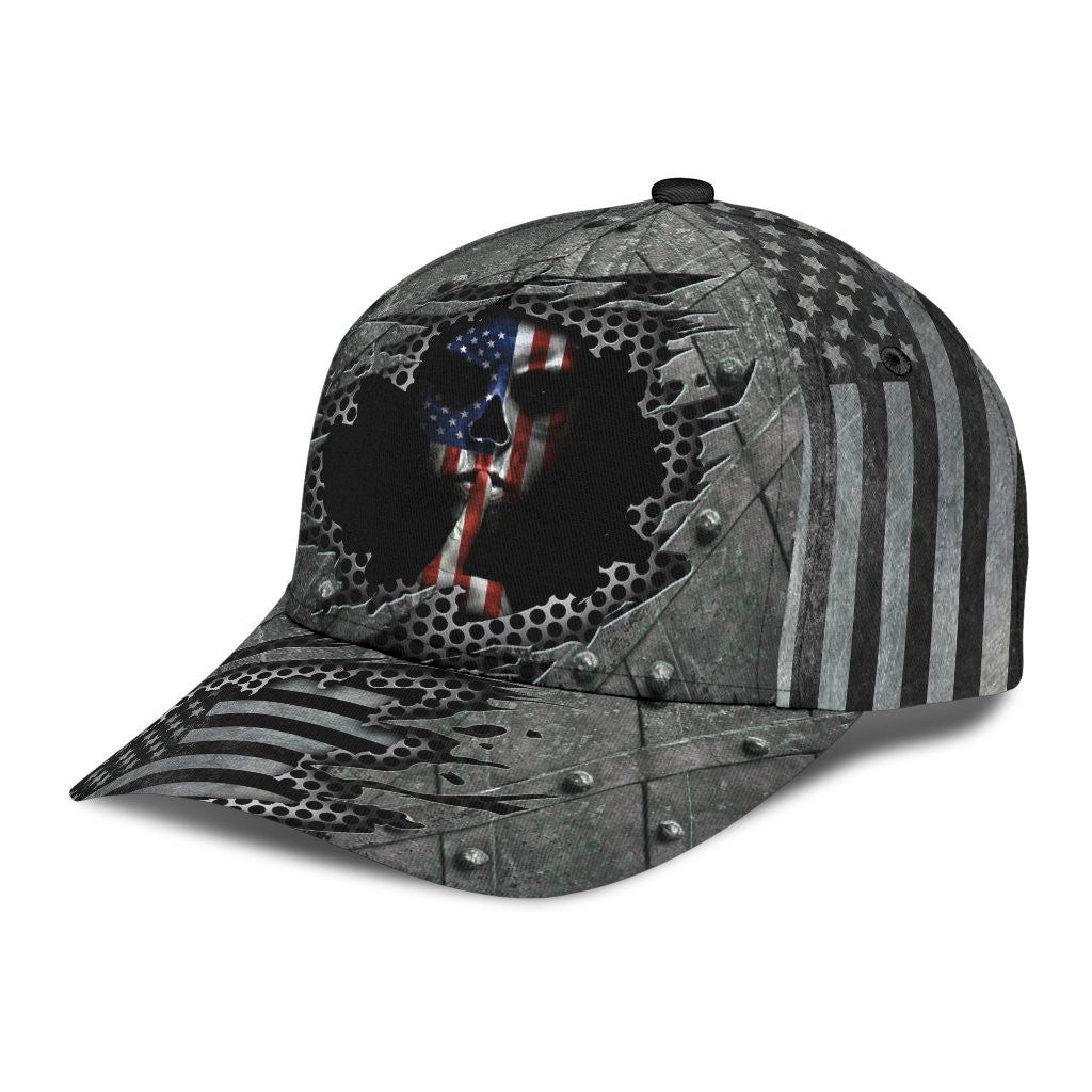 Adeenyc Skull Gifts Silver American Skull Classic Cap Trucker Hats Custom Hats Gifts For Men & Women