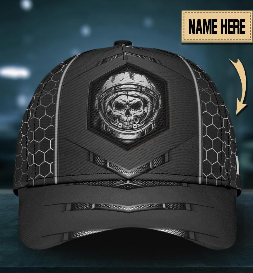 Adeenyc Skull Gifts Skull Astronaut Personalized Name Classic Cap Trucker Hats Custom Hats Gifts For Men & Women