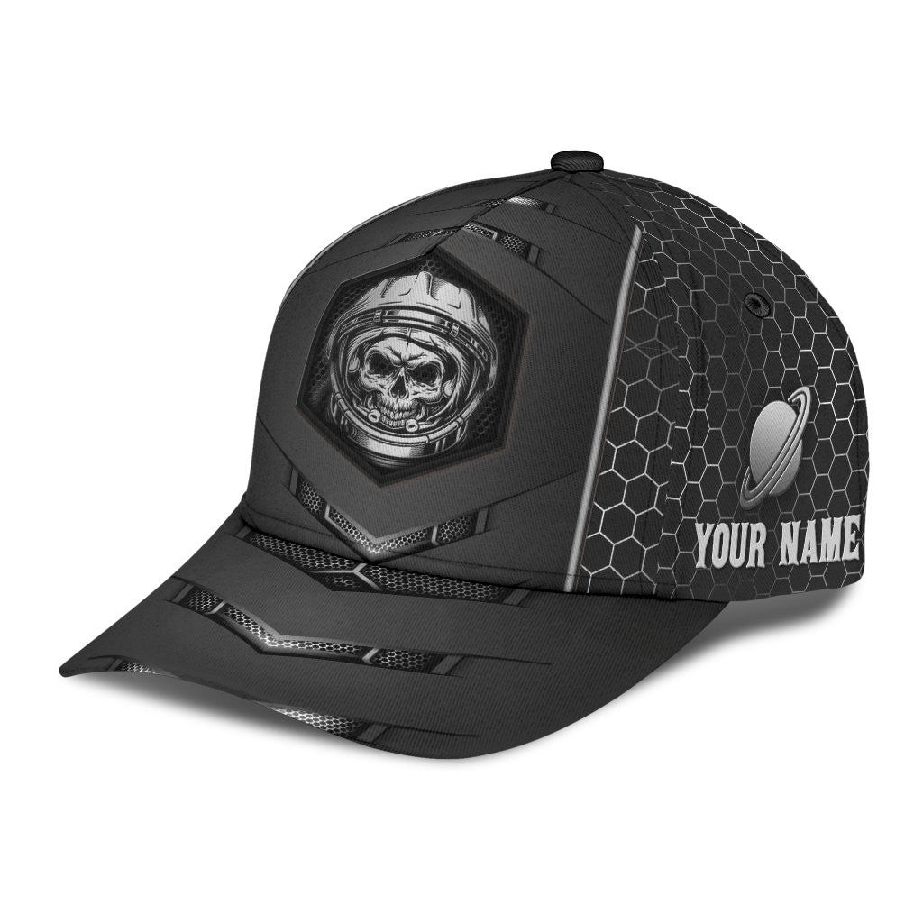 Adeenyc Skull Gifts Skull Astronaut Personalized Name Classic Cap Trucker Hats Custom Hats Gifts For Men & Women