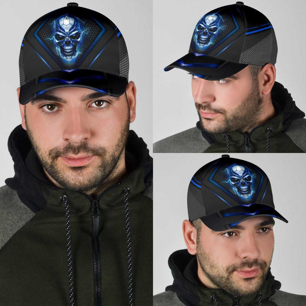 Adeenyc Skull Gifts Skull Blue Pattern Classic Cap Trucker Hats Custom Hats Gifts For Men & Women