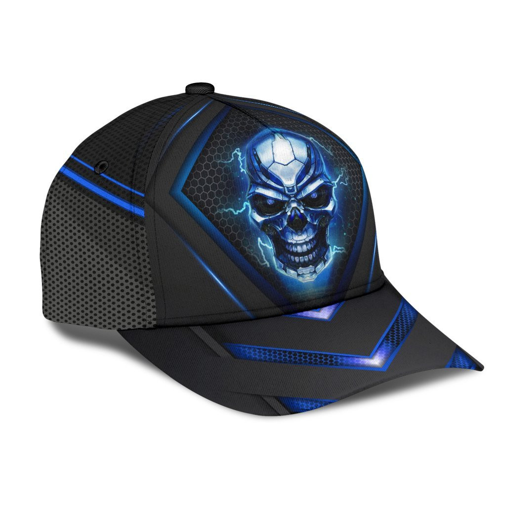 Adeenyc Skull Gifts Skull Blue Pattern Classic Cap Trucker Hats Custom Hats Gifts For Men & Women