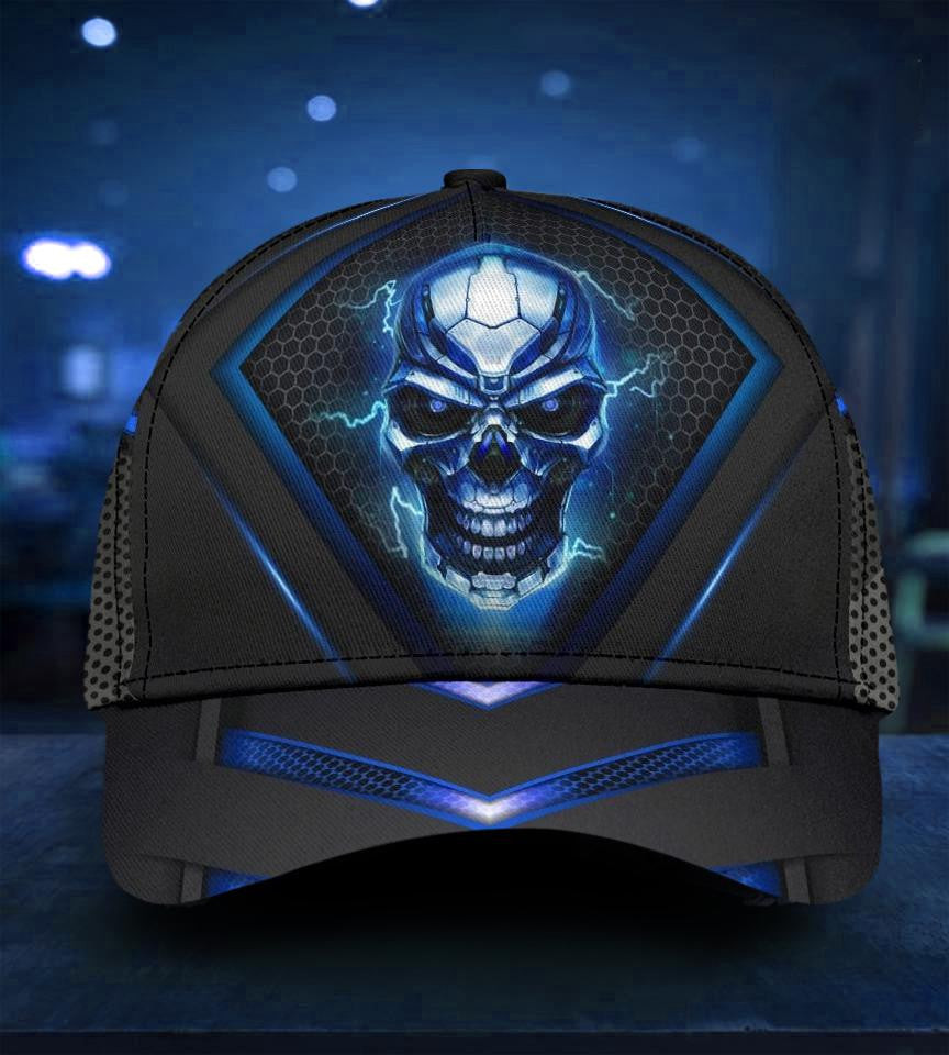 Adeenyc Skull Gifts Skull Blue Pattern Classic Cap Trucker Hats Custom Hats Gifts For Men & Women