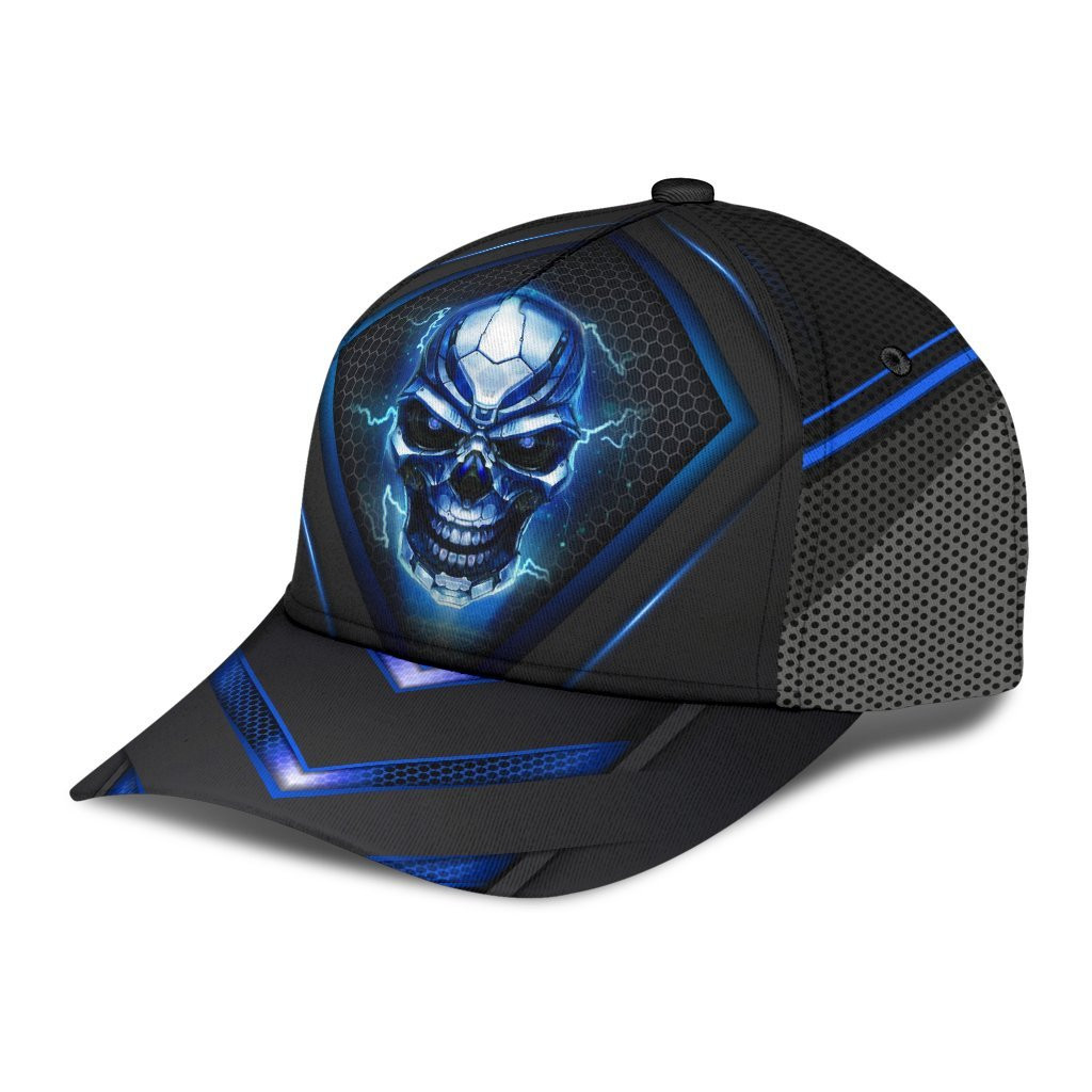 Adeenyc Skull Gifts Skull Blue Pattern Classic Cap Trucker Hats Custom Hats Gifts For Men & Women