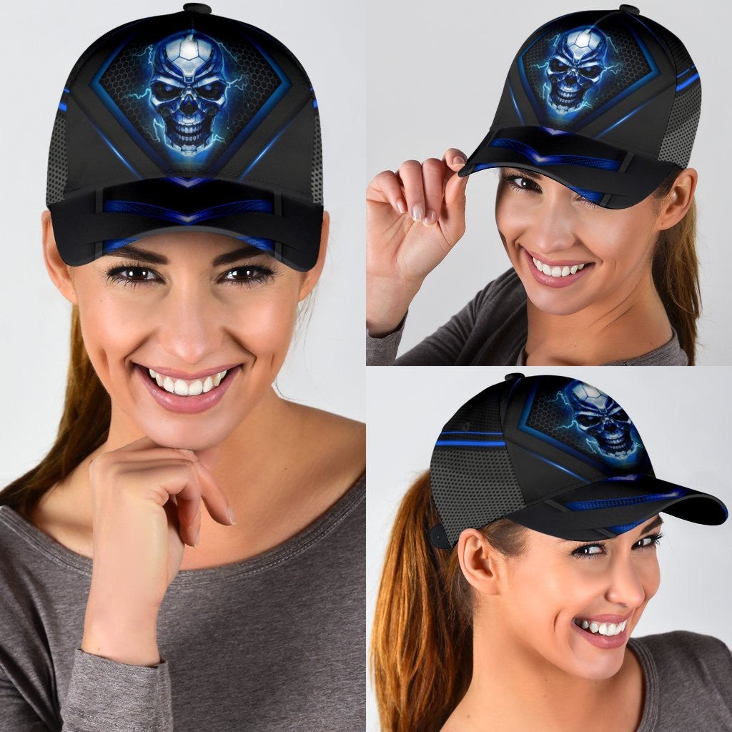 Adeenyc Skull Gifts Skull Blue Pattern Classic Cap Trucker Hats Custom Hats Gifts For Men & Women