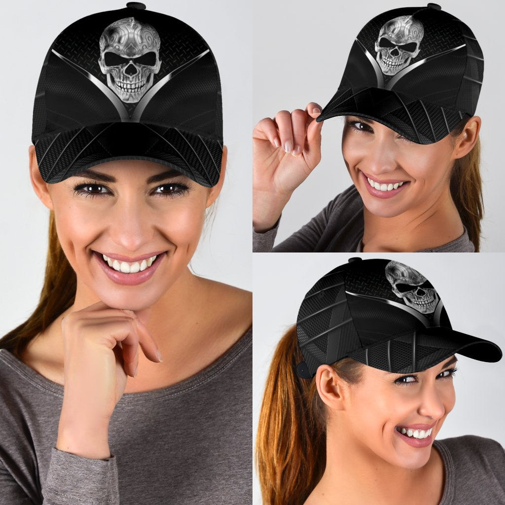 Adeenyc Skull Gifts Skull Carbon Black Classic Cap Trucker Hats Custom Hats Gifts For Men & Women