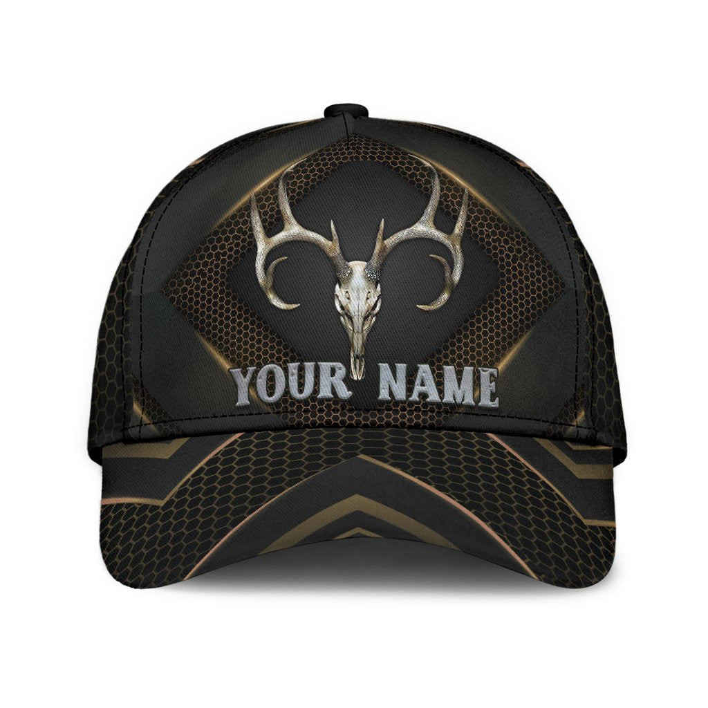 Adeenyc Skull Gifts Skull Deer Hunter Carbon Classic Cap Personalized Name Trucker Hats Custom Hats Gifts For Men & Women