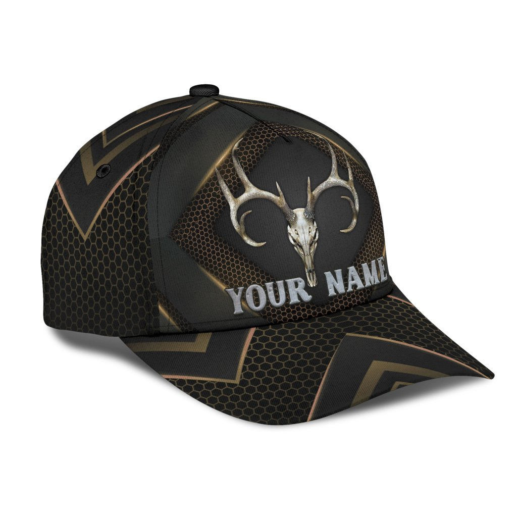 Adeenyc Skull Gifts Skull Deer Hunter Carbon Classic Cap Personalized Name Trucker Hats Custom Hats Gifts For Men & Women
