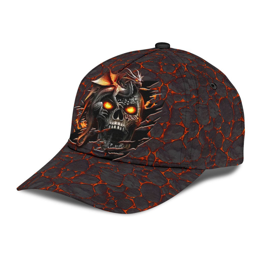 Adeenyc Skull Gifts Skull Dragon Fire Classic Cap Trucker Hats Custom Hats Gifts For Men & Women